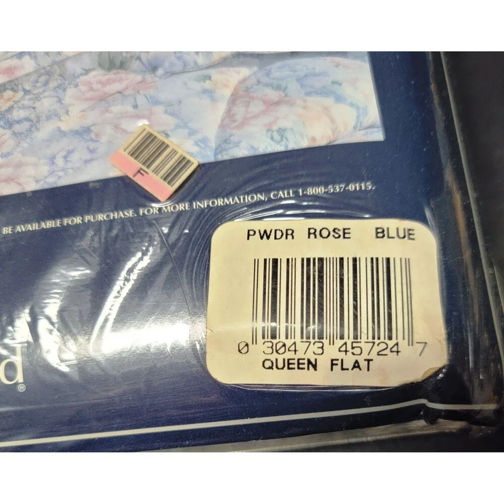 VINTAGE SPRINGMAID NOS QUEEN FLAT SHEET Powder Rose Blue NO IRON 180 PERCALE USA
